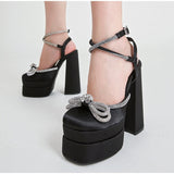 Niulatu Women Pumps Super High Heels Plus Size Crystal Female Sexy Sandals Butterfly Knot Fashion Platform Ladies Summer Shoes New 2025 DJSE