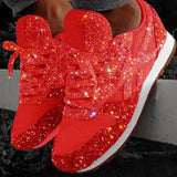 Niulatu Women Flat Bling Sneakers Glitter Platform Casual Shoes Woman Comfortable Ladies Silver Vulcanize Shoes Plus Size DJSE
