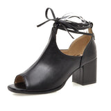 Niulatu Women Sandals Peep Toe High Heels Summer Gladiator Shoes Black Brown Woman Ankle Strap sandalias Female mujer Big Size DJSE