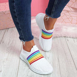 Niulatu Fashion Women Sneakers Rainbow Color Handmade Mesh Vulcanize Leisure Shoes Low-top Summer Casual Ladies Shoes Girl Plus DJSE