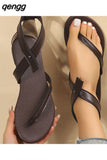 Niulatu Women's Shoes 2025 Summer Ankle Strap Women's Sandals Beach Flip Flops Fashion Gold Flat Roman Women Sandals Sandalias De Mujer DJSE