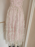 Niulatu A line High Neckline Pink Tulle Dinner Party Dresses Birthday Outfits SD393