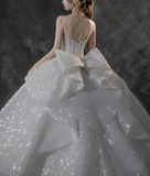 Niulatu Ball Gown Strapless Beaded Sequin Prom Dress Wedding Dress with Butterfly HZ0113
