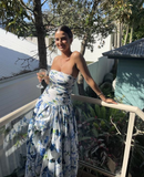 Niulatu Print Floral Long Prom Dress Evening Gown HZ0113