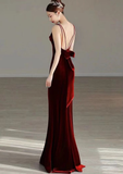 Niulatu Red Velvet mermaid Evening Dress Long Prom Dress HZ1007