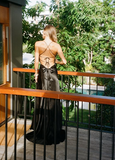 Niulatu Black Spaghetti Straps Long Mermaid Prom Dress Evening Dress HZ1007