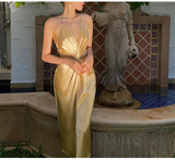 Niulatu Halter V Neck Party Dress Champagne Gold Prom Evening Dress HZ1007