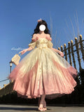 Vintage Ball Gown Off The Shoulder Short Sleeves 16th Ombre Pink Birthday Dresses Lolita Dress Birthday Outfits HZ1214