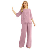 Niulatu Chiffon Mother of The Bride Dress Plus Size Pant Suits Ruffle HZ1007