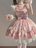 Sweet Ball Gown Lolita Outfits Short Sleeves Pink 18th Birthday Dress Lolita Summer Dress Birthday Outfits HZ1214