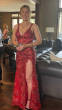 Niulatu Sequins Straps Applique Long Prom Evening Dress HZ1007