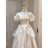 Vintage A line Sweetheart Ivory Summer 18th With Sleeves Birthday Dress Lolita Dress Birthday Outfits HZ1214
