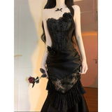 Vintage Mermaid Sweetheart Black Lace Summer 18th Birthday Dress Lolita Dress Birthday Outfits HZ1214