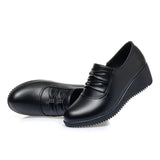 Niulatu Mom Wedges Platform Shoes for Women 2025 Black Leather Sneaker Woman Nurse Shoes Summer Flats DJSE