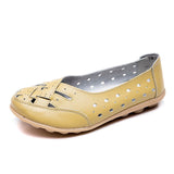 Niulatu Women Flats Genuine Leather Women Shoes With Low Heels Loafers Slip On Flat Shoes Soft Women's Flat Shoes Walking Driving Shoe DJSE