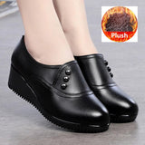 Niulatu Mom Wedges Platform Shoes for Women 2025 Black Leather Sneaker Woman Nurse Shoes Summer Flats DJSE