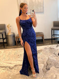 Niulatu Spaghetti Straps Long Sequins Prom HZ1007