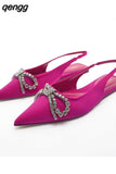 Niulatu Women Flat Shoes Summer Fashion Flower Flat Lady Shoes Back Strap Lazy Pointy Luxury Low Heel Flat Sandals DJSE