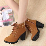 Niulatu Women's Heeled Ankle Boots Ladies Autumn Winter Women Shoes High Heels 8.5cm Female Boot Botas De Mujer Plus Size 41 42 DJSE