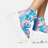Niulatu Dropshipping INS Hot Brand High Platform Ankle Boots Women 2025 Fashion PVC Strap Decorating High Wedges Shoes Woman DJSE