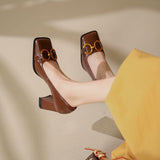 Niulatu Women Pumps Square Toe Chunky Heel Females Shoes Fashion High Quality Elegant Temperament Vintage Office Footwear DJSE