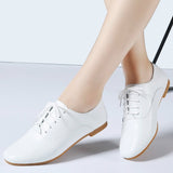 Niulatu Autumn women oxford shoes ballerina flats shoes women genuine leather shoes moccasins lace up loafers white shoes DJSE