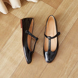 Niulatu Woment Flats Cow Leather Round Toe Women Simple Shoes Girls Elegant Footwear Mary Janes Low Heel 1 CM DJSE