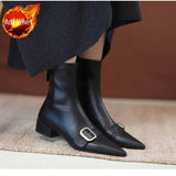 Niulatu Short Shoes for Women Elegant with Low Heels Booties Work Female Ankle Boots Pointed Toe Designer Luxury Autumn DJSE