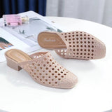 Niulatu Women's Sandals Beach Shoes Slippers Hollow Out Mid Heels Korea Style Footwear Antiskid Platform Shoes Zapatos De Mujer DJSE