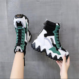 Niulatu Women Thick Sole Ankle Boots Autumn Luxury Platform Casual Boots Women's 8cm High Heels Wedge Boots Shoes Woman Sneakers DJSE