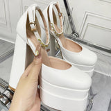 Niulatu Brand 2025 Women Sandals Summer Shoes Sexy Thick High Heels Platform Black Red Yellow Dress Party Wedding Shoes Pumps DJSE