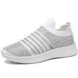Niulatu to college Women Crystal Sneakers 2025 Woman Flat Mesh Loafer Women's Comfort Vulcanized Ladies White Casual Shoes Trainers Basket Female DJSE
