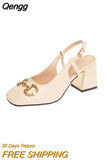 Niulatu Temperament High Heels Women's 2025 New Fashion Thick Heel Mary Jane Small Leather Shoes Square Toe Shoes DJSE