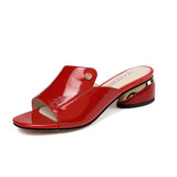 Niulatu Red Sexy Pu Soft Leather Female Flipflop Slippers Summer Fashion Heels Slides Shoes For Girls Comfortable Sandals Woman DJSE