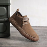 Niulatu Men's Suede Genuine Leather Casual Shoes Lace-up Men Light Comfortable Driving Flats Mens Outdoor Oxfords Shoe DJSE
