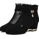 Niulatu Women's Boots Women's High-heeled Sandals Women's Chunky Heel Short Boots Women's Shoes Summer New Black Shoes Women's Shoes DJSE