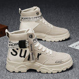 Niulatu Winter Men's Booties Fashion Personality British Style Mens Canvas Shoes Warm Comfort High-Top Tooling Male Tide Boots DJSE