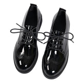Niulatu Women Brogue Shoes Oxford Flats Autumn Spring Woman Full Black Office Ladies Female Derby Shoes DJSE