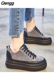 Niulatu Women Sneakers Flat Platform Shoes Genuine Leather Warm Women Casual Shoes Ladies Height Increasing 5cm N054 DJSE