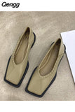 Niulatu Ladies Female Footwear Square Toe Women's Moccasins Autumn Casual Sneaker Shallow Mouth Soft 2025 Retro Dress Fall DJSE
