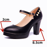 Niulatu Pearl Platform Pumps Women Shoes Leather Block Heels 2025 Autumn High Heel Shoes Ladies Red White Silver Wedding Shoe DJSE