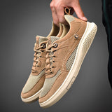 Niulatu Men's genuine Leather Casual Shoess lace up Trend Comfortable Men Shoes outdoor Sneakers British Fashion Men High Top Moccasins DJSE