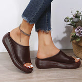 Niulatu Women Summer 2025 New Ethnic Style Wedge with Fish Mouth One Word Drag Cake Thick Bottom Women's Shoes Large Size DJSE