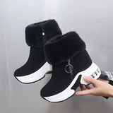 Niulatu Women's 2025 Winter Short Boots Shoes Platform High Heels Casual Thick Ytmtloy Chelsea Round Toe Wedges Botas De Mujer Sexy 1 DJSE