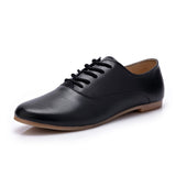 Niulatu Autumn women oxford shoes ballerina flats shoes women genuine leather shoes moccasins lace up loafers white shoes DJSE
