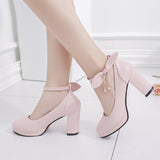Niulatu lolita shoes bow female shoe heels women's shoes heel thick crust Pink female student shoes tide med heels japanese DJSE