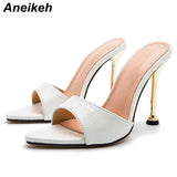 Niulatu 2025 NEW Mule High Heels Women's Pumps Sexy Pointed Toe Snake Print Strappy Slingbacks Beach Shoes Botines Mujer DJSE