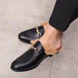 Niulatu Loafers Slipper Half Shoes For Men Luxury Designer Flats Winter Zapatillas Hombre Casual Shoes Sapato Social Masculino Mules DJSE
