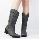 Niulatu Boots For Women Cowboy Cow Girls Big Size 46 Pointed Toe Chunky Heel Knee High Boots Rivet Fashion Shoes DJSE