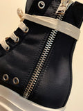 Niulatu Women Canvas Shoes Luxury Trainers Platform Boots Lace Up Sneakers Casual Height Increasing Zip High-TOP Black PU Shoe DJSE